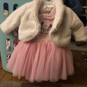 Minnie Mouse dress and fur coat